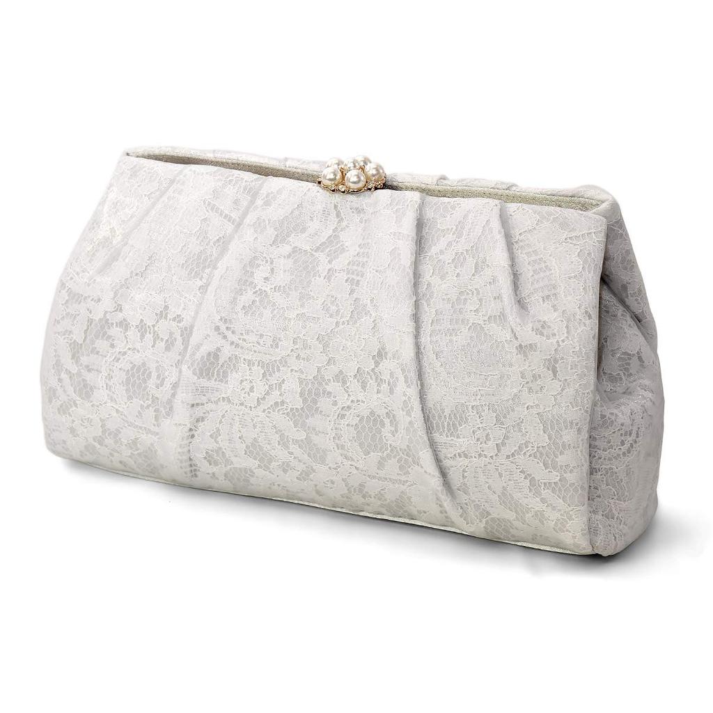 3way Lace Pleated Party Large Silver [PLEX] Bag, Capacity, Wedding, Pearl,