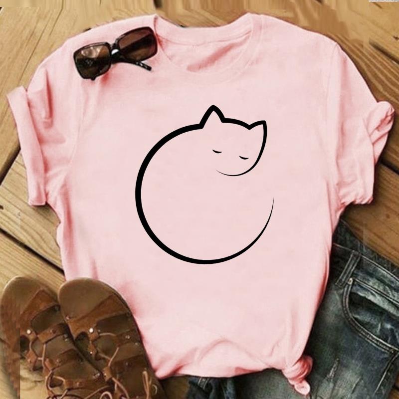 Tricou cu stil minunat Top Fashion Tricou Îmbrăcăminte anii 90 Sweet Cat Pet Ocazional mânecă scurtă Femei Print Lady Femeie Tricou grafic