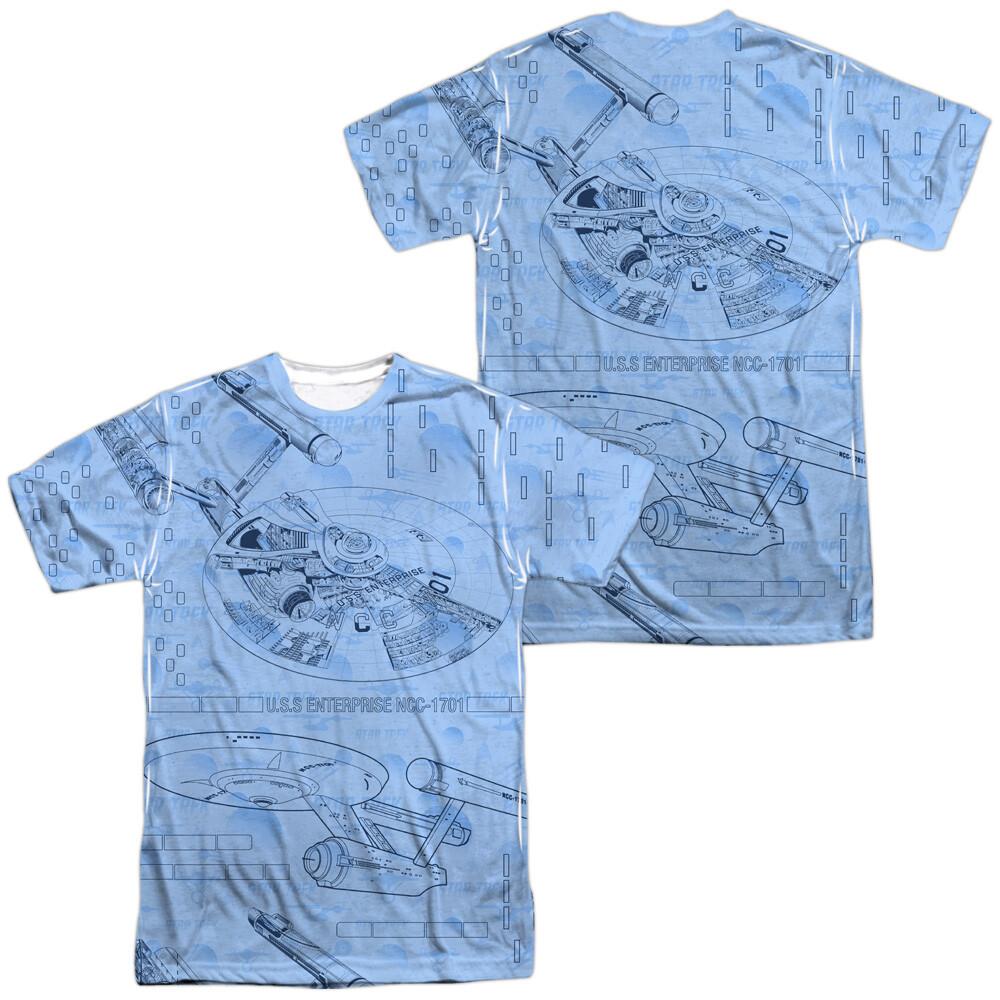 Star Trek TOS Enterprise Blue Print T-Shirt M
