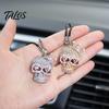 Halloween Auto Ornament Bling Skull Car Hanging Accessories, Rhinestone Head Rear Metal Charm View Mirror Charm, Gothic for Interior Decoration