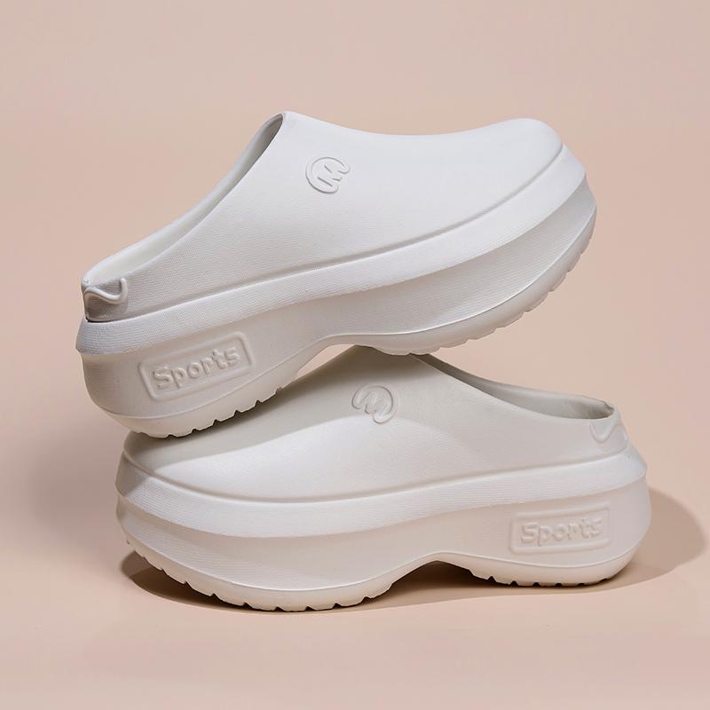 

2025 Women EVA Clog Slippers Mules For Women Slip On Shoes Platform Thick Comfortable Women Chunky Flat Slides Slippers Loafers 36-37 білий