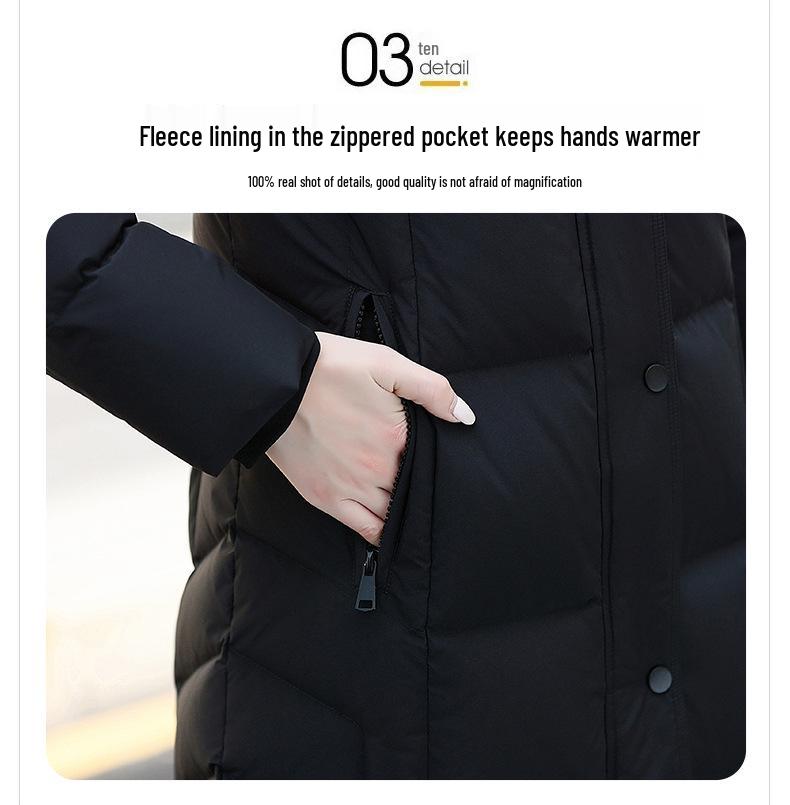 Women's 2025 Long Chic Waist-Slimming White Duck Down Puffer Coat