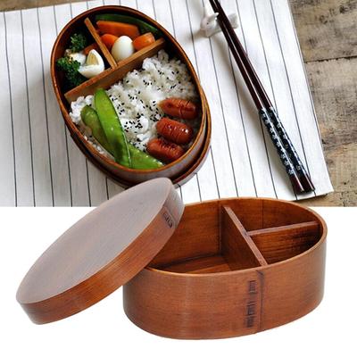Stylish and Cute Bento Box with Bentwood Microwave Perfect for and Features a Design with a Wood Grain Finish and a Wooden Perfect for Sushi and
