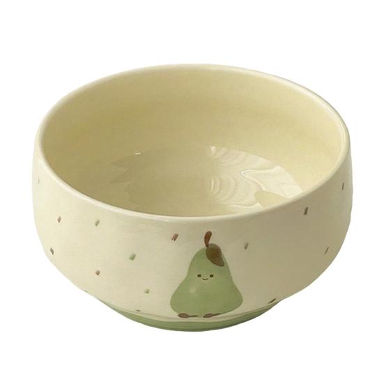 

Ceramic Rice Bowl Hand-Painted Bread Fruit Pattern Serving Bowl Microwave Dishwasher Safe Kitchenware for Soup Rice Oatmeal B
