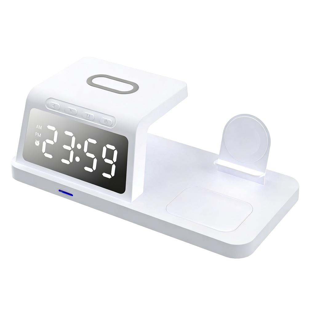 Wireless Charging Station 3 in 1 15W Fast Desk  r Stand Multifunctional with Clock for Mobile Phone Watch Wireless Earphones
