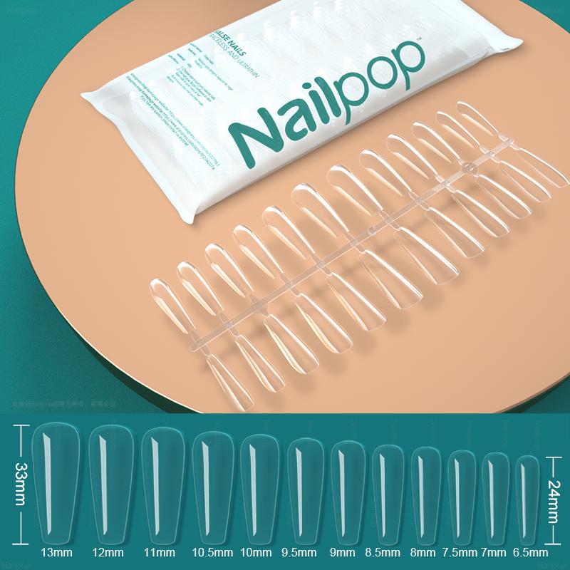 Nailpop Transparent Fake Nail Acrylic Tips Press On Nails Coffin Traceless and Ultrathin False Nails Accessories Tools 120pcs