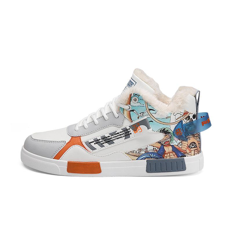 Men's shoes large size winter new velvet casual shoes fashion outdoor sports shoes thickened high-top board shoes