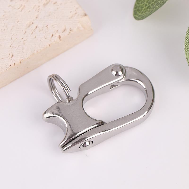 Stainless Steel 2 Inches Nautical Pull Lock Carabiner Quick Release Buckle Shackle Connector Diy Marine Boat Ship Lanyard Links
