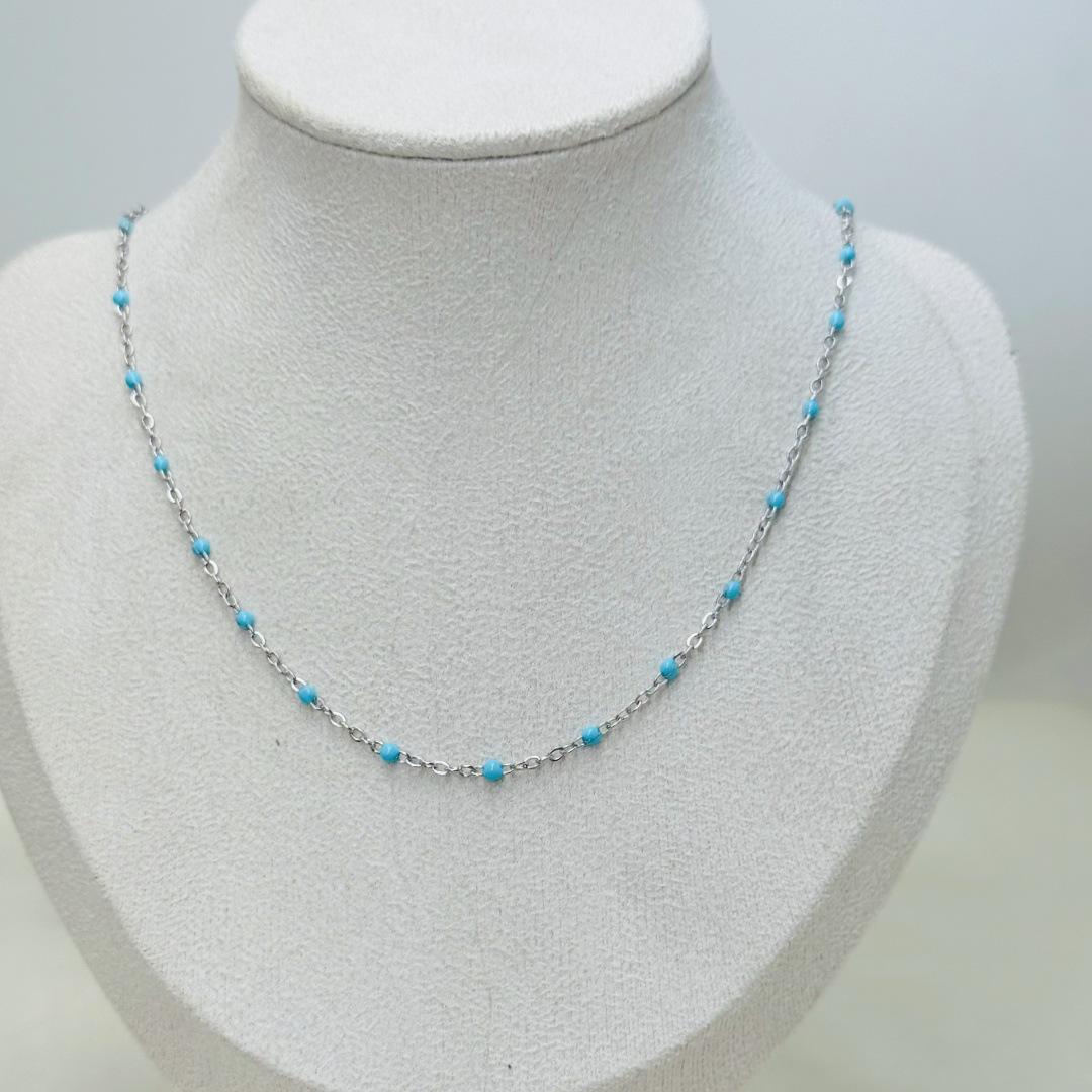 Colorful Enamel Stainless Steel Necklace for Women - Spring/Summer Sweet Girly Fashion