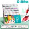 12-80 Colors Acrylic Paint Pens Markers Set Paint Art Marker Soft Tip Pen for Children Stone Paint Ceramic Glass Fabric Painting