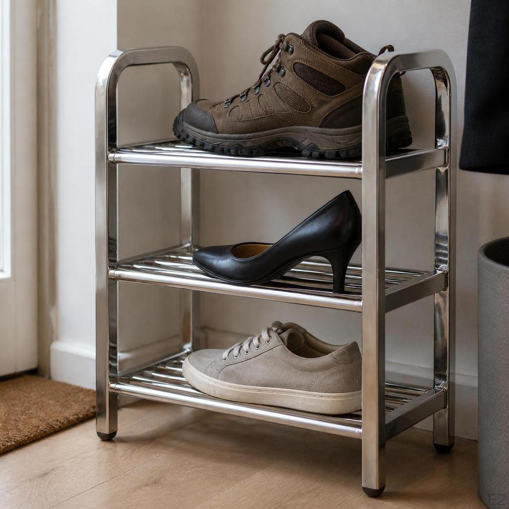 Stainless Steel Shoe Rack MultiLayer Storage Organizer for Home Dormitory 3Tier/40cm