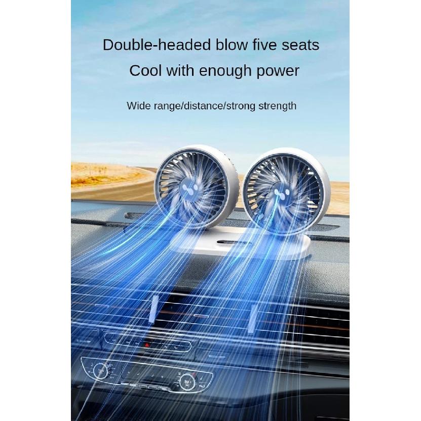LEIBOO Car USB Fan Dual Head Cooling Air Fan Independent Switch 3-Speed 360 Degree Adjustable Auto Fan Car Electrical Appliances