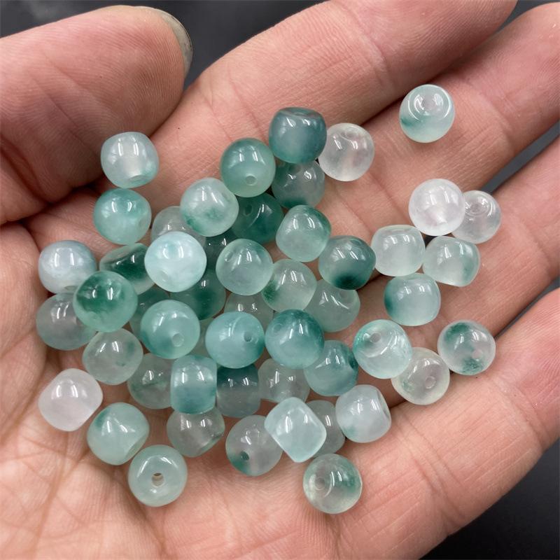 Affordable DIY Jewelry Parts: Blue Veined Bashan Green Jade Old Style Abacus Spacer Beads