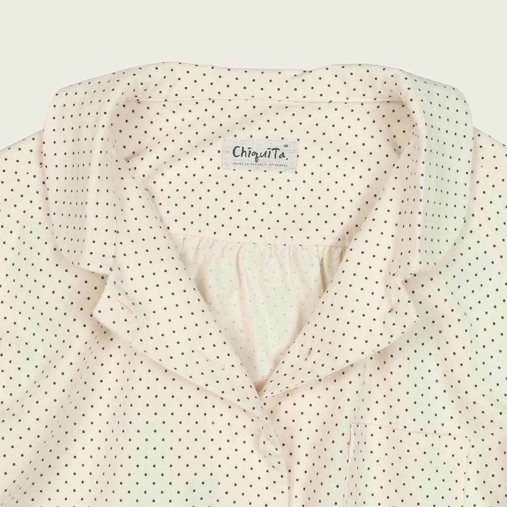 CHIQUITA Round Shirt (Dot Napping) Cream 244301Ocr