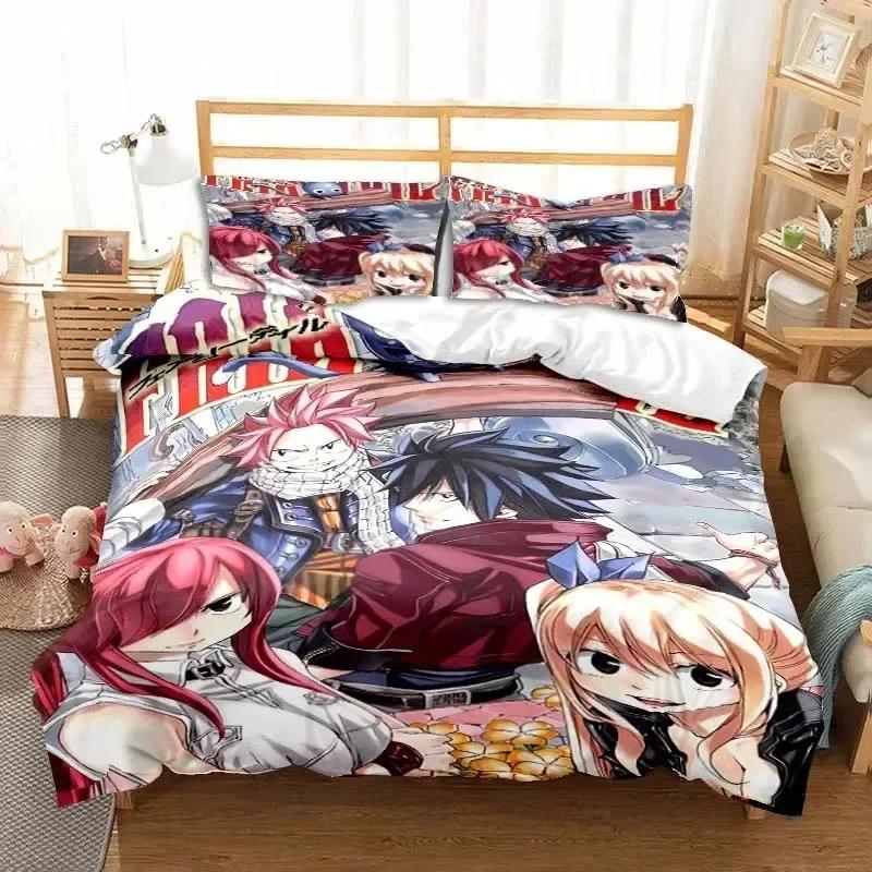 3D  Fairy Tail Bedding Set Bed Three-piece Set Duvet Cover Single Double Bed Queen Size Duvet Cover Set Adult Kid's Bedroom