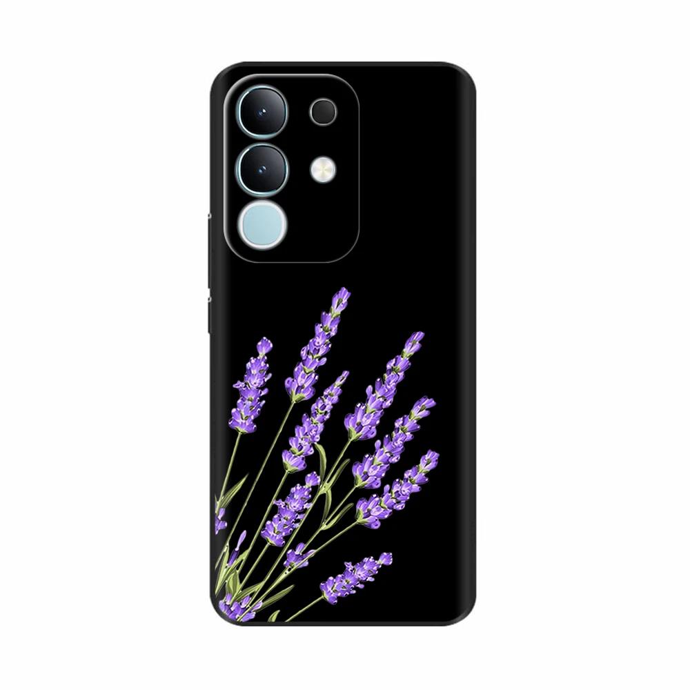 For Vivo Y29 4G Black Back Cover Fashion Flower Butterfly Painting Case Soft TPU Silicone Fundas For Vivo Y29 4G Protect Cover