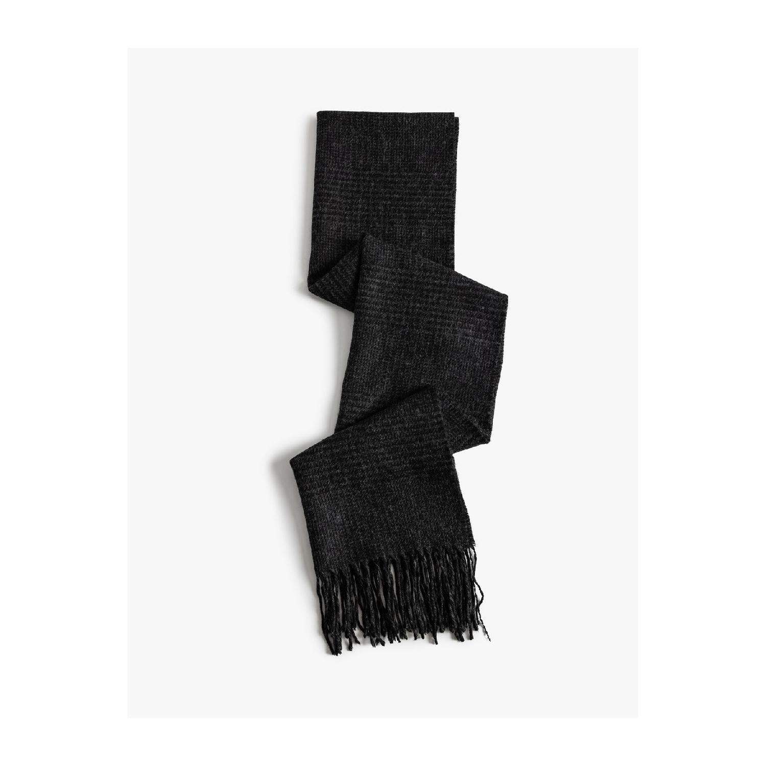 

Scarf Plaid Patterned Tasseled Long Acrylic чёрный