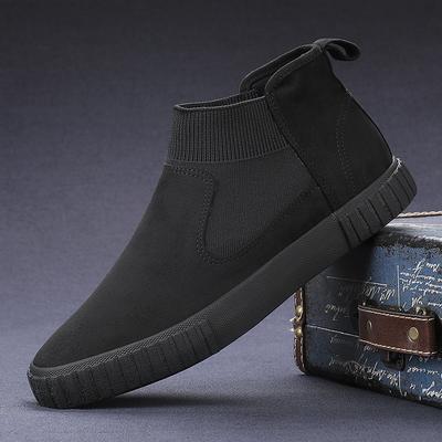 Fashion Men Flats Shoes Slip On Fashion Low Male Boots Men's Casual Shoes Winter Outdoor High Top Sneakers Men Non-slip Rubber Shoes