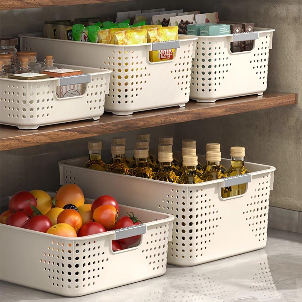 Hollow-out Design Storage Basket Plastic Snack Basket Durable Storage Rack  Kitchen