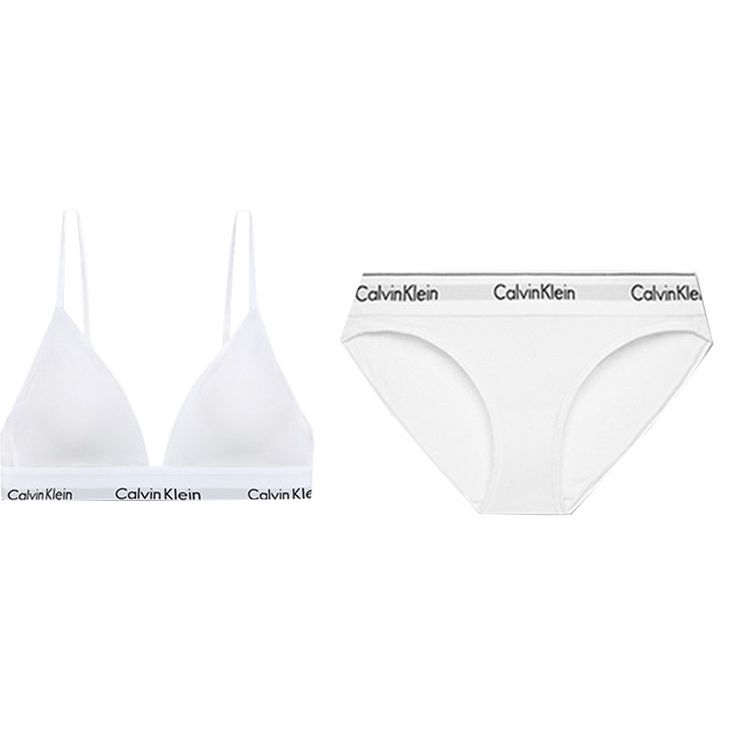 

Calvin Klein Комплект бесшовного бюстгальтера-треугольника и трусиков с принтом букв Женское нижнее белье Белый QF5650-100+F3787AD-100 M