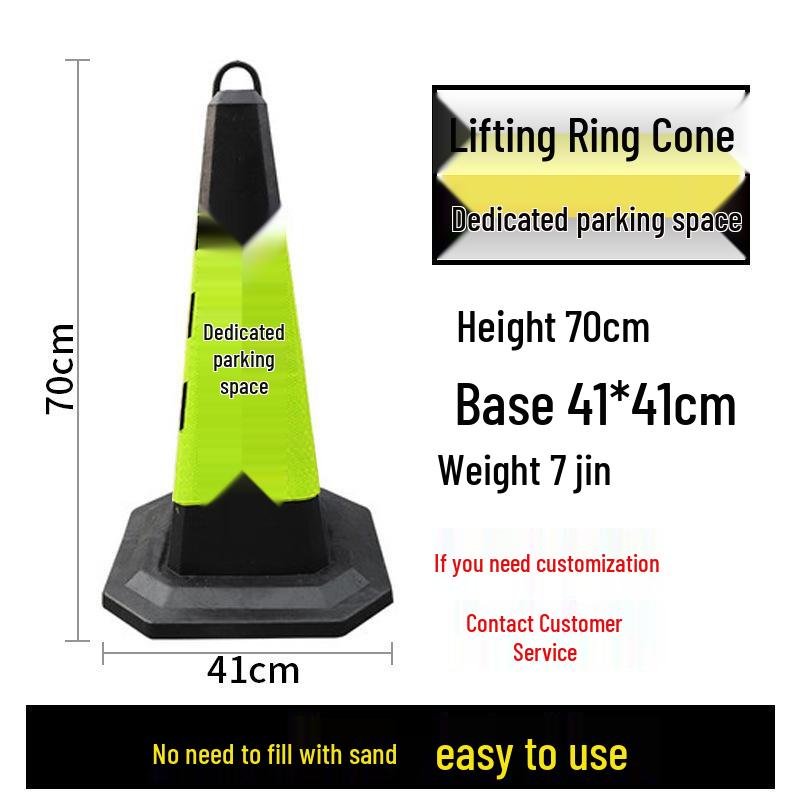 70cm Reflective Rubber and PVC Traffic Cone - No Parking Ice Cream Cone Design