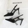 Bow, Thin Heel, High-heeled Shoes with Feminine Temperament, Empty Back Strap, Women's Single Shoes