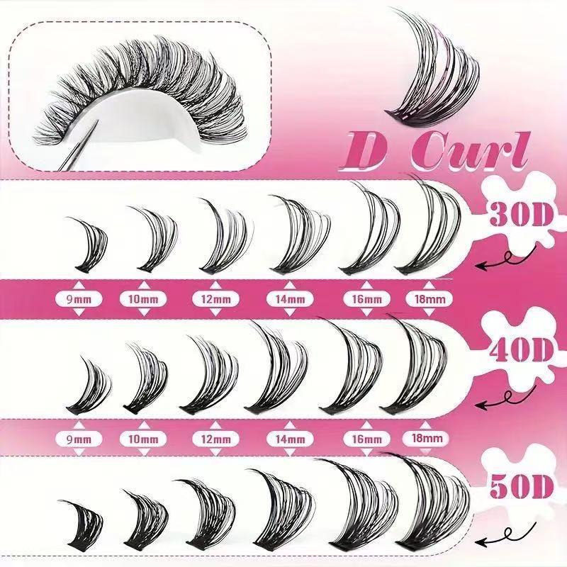 Natural Cluster Lashes Kit 30D-100D Segmented D Curl Eyelash Extension Eyelash Grafting Individual False Eyelashes Fluffy Makeup