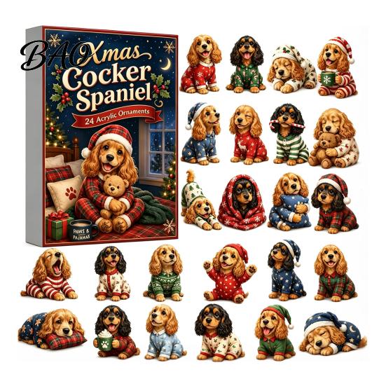 Cute Dog Theme Decor Advent Calendars 2026, 24 Days Christmas Countdown Calendar with 2D Acrylic Hanging Ornaments Ornament, Collectible Animal