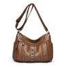 Retro washed leather bag, new fashion middle-aged mother bag, large capacity, multi-compartment women's messenger bag