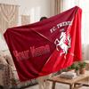 Couverture polaire personnalisée FC Twente avec logo de football, texte de nom personnalisé, couverture d'appoint douce et chaude pour la maison