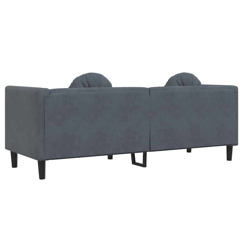 Vidaxl Sofa 3-Osobowa Z Poduszkami, Ciemnoszara, Aksamit