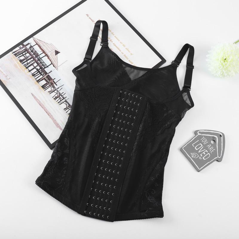 Lace Postpartum Support Garment: Women's Abdominal Shaping Corset with Breast Support, Thin Large Size, Six-Row Closure