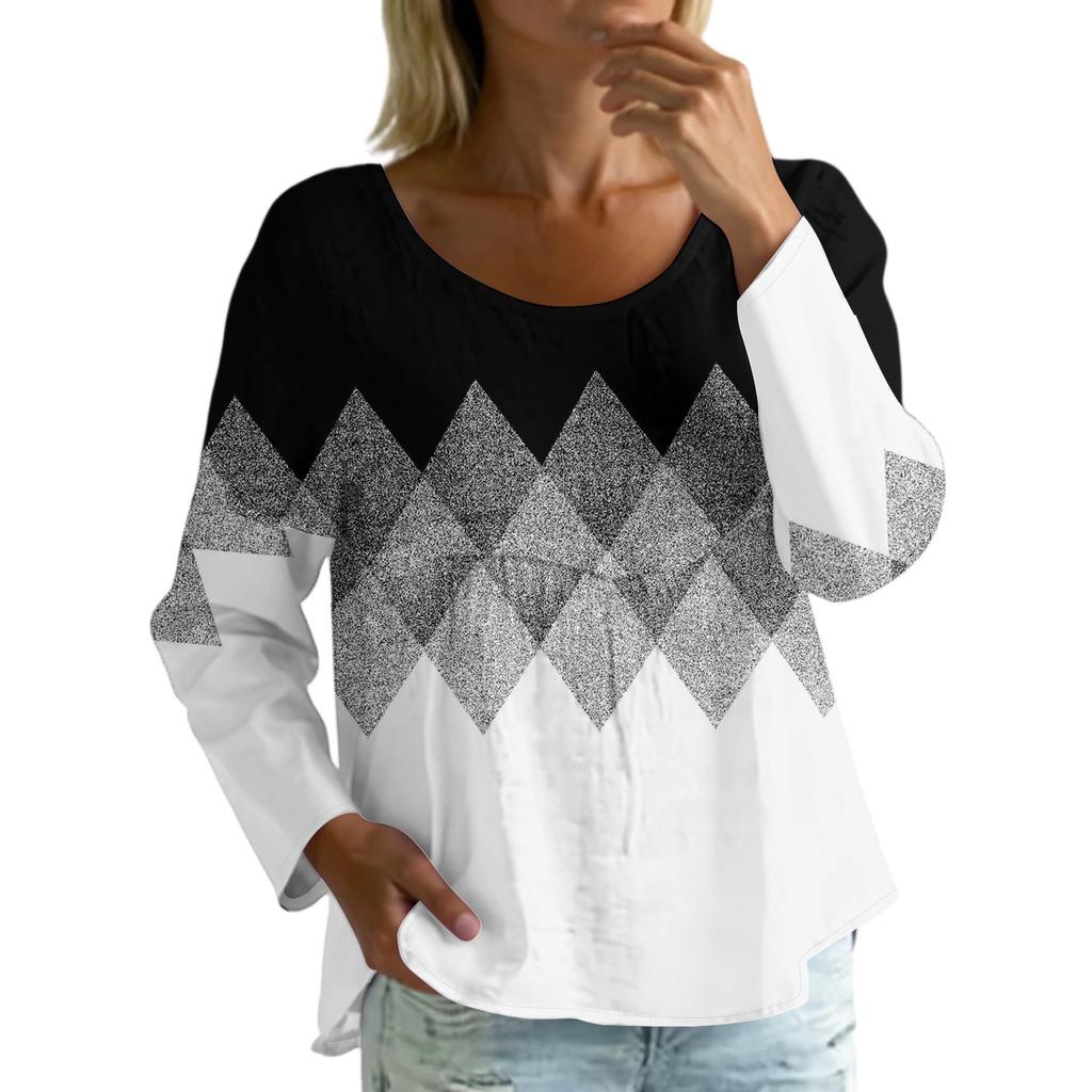 Damen Casual Mode Locker Rundhals Blumenmuster Langarm Oberteil