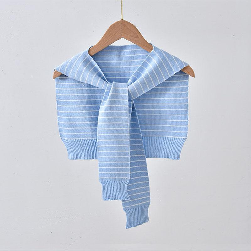 Shawl White Fake Collar Women Detachable Collars Warm Stripe Shoulder Wrap Knit False Collar Scarf Neckline Neckband Faux Col