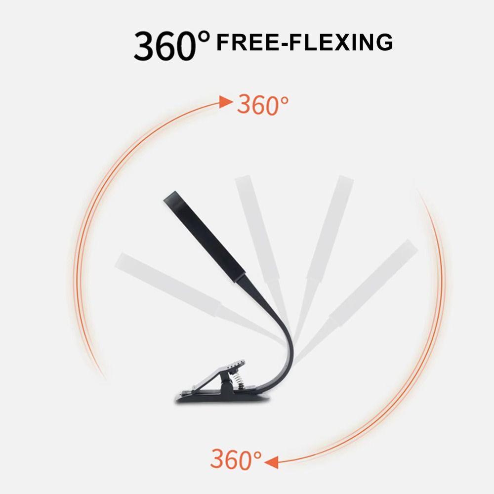 Adjustable Book Clip Lamp Portable Eye Protection Clamp Night Light Touch Dimming 360 Degree Bending Mini Table Lamp Bedside
