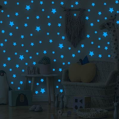 100 Pcs Luminous Wall Stickers Glow In The Dark Stars Sticker Decals for Kids Baby Rooms Colorful Fluorescent Stickers