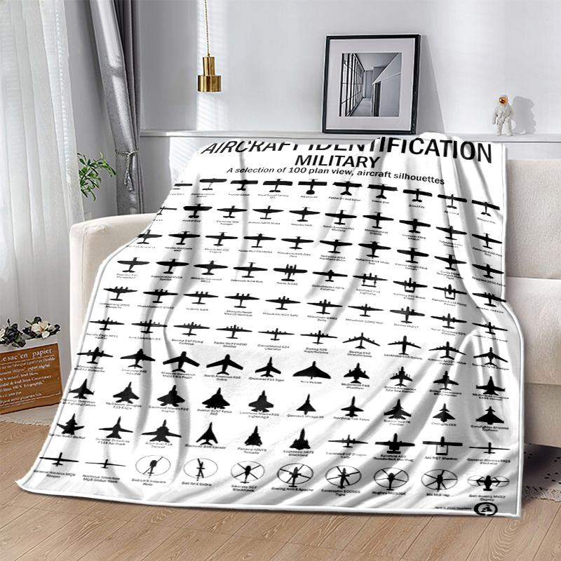 Flaneldecke mit Flugzeugmotiv, Weich, Warm, Ganzjahres-Überwurf, Design für Camping, Autoreisen, Wandern, Sofa, Bett, Büro, Perfektes Geschenk für Partys