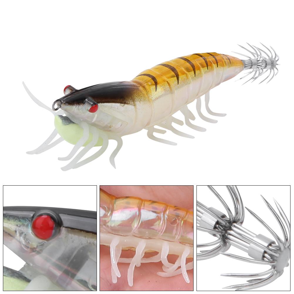 3.5g Luminous Squid Jigs Artificial Shrimp Fishing Lures with 2 Layer Hooks Fish Tackle Accessories001#