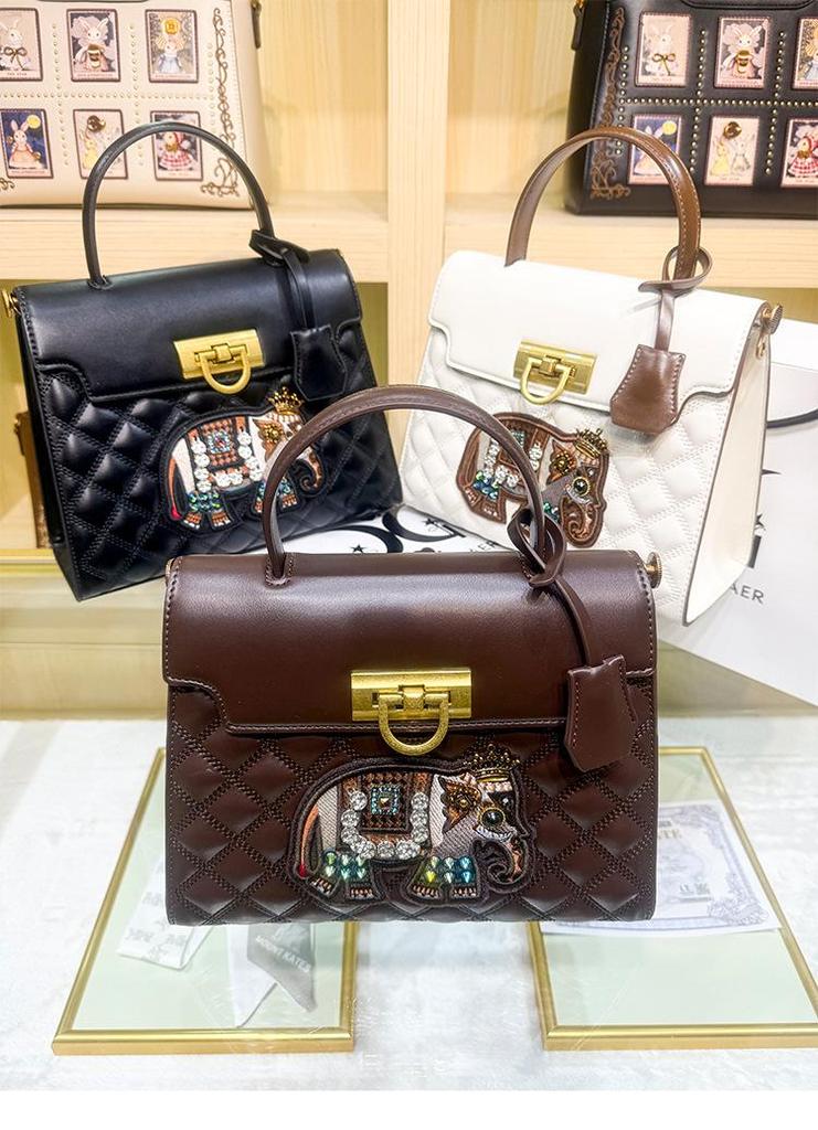 Luxurious Embroidered Elephant Tote Bag - 2026 Fashion, Large Capacity Handbag for Women
