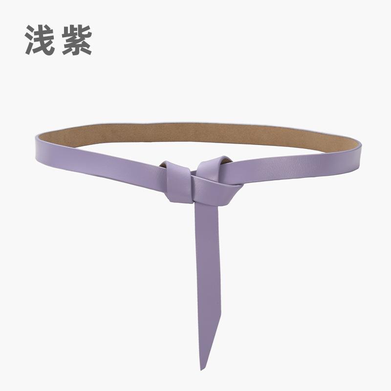 Ladies' New Leather Belt Casual Versatile Pure Cowhide Thin Waistband Knotted Waist With Dress, Suit Waist Cinching Outer Outfit