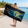 Warrington Wolves FC Custom Beach Towel, Personalized Name Text Print, Football Logo Soft Quick‑Dry Towel Holiday Gift
