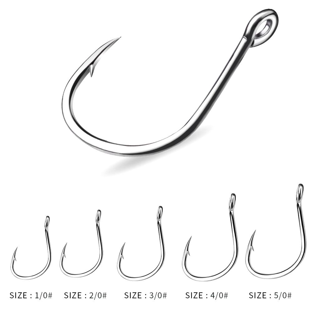 10pcs High Carbon Steel 1/0 2/0 3/0 4/0 5/0 Barbed Slow Jigging Hooks Saltwater Fishing Single Hook