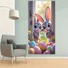 2D Easter Bunny Door Cover, Cute Peeking Rabbits & Eggs Home Decoration