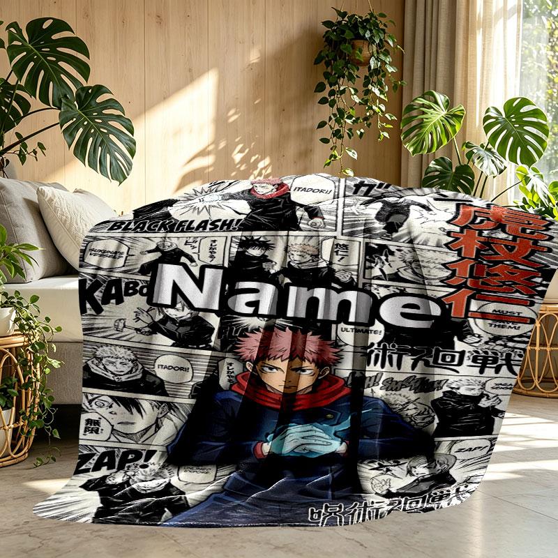 Couverture Imprimée Personnalisée au Nom Jujutsu Kaisen, Décoration Intérieure, Chambre à Coucher, Canapé, Camping, Canapé, Cadeaux pour Anniversaire Noël