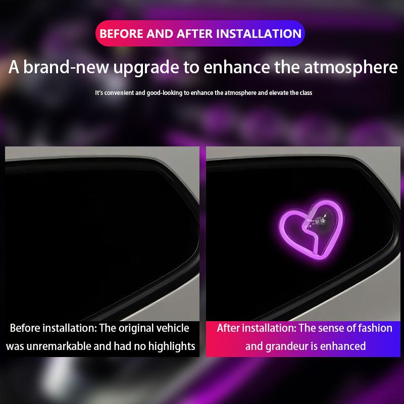 Car interior LED lights, Car window neon interior decoration lights,glowing heart atmosphere lights USB wiring ambient lighting