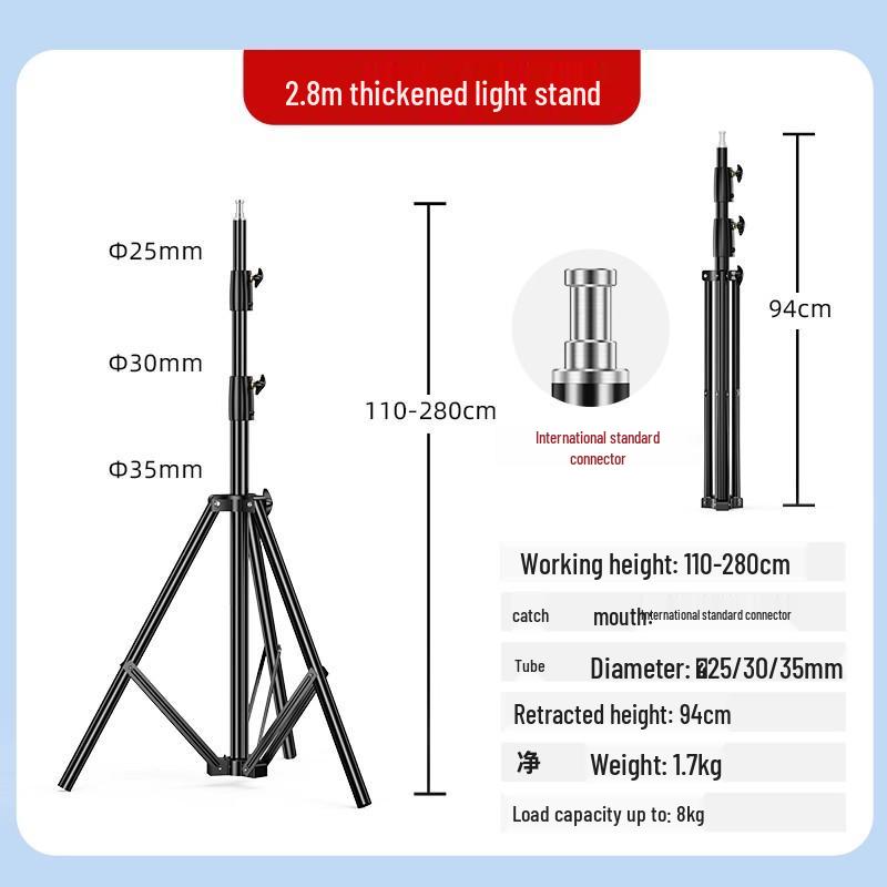 Reinforced 2.8m Stainless Steel Light Stand with Magic Legs for Flash Photography