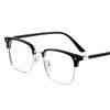 Ruffian handsome half-frame photosensitive color-changing glasses men's anti-blue light high-value plain glasses retro black-frame glasses frame women