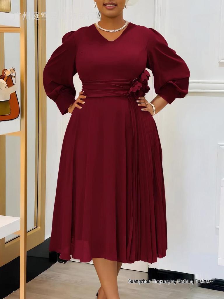 Elegant Solid Color Plus Size A-line Skirt with Fashionable Spring European & American Style