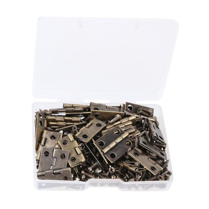 Small Hinges in Elegant Gold Completes with Screws Gold Miniature Hinges Suitable for Jewelry Boxes & Miniature Furniture