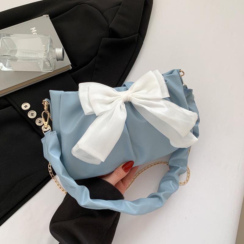 

Летняя новая красивая модная сумка подмышку летняя милая однотонная сумка через плечо с бантом сумка-мессенджер синий